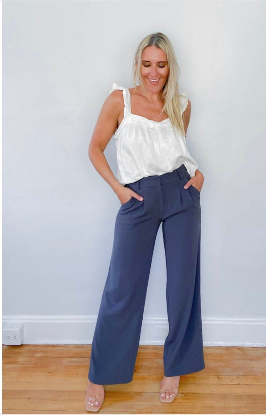 DREW Jolie Wide Leg Pants Navy Blue L